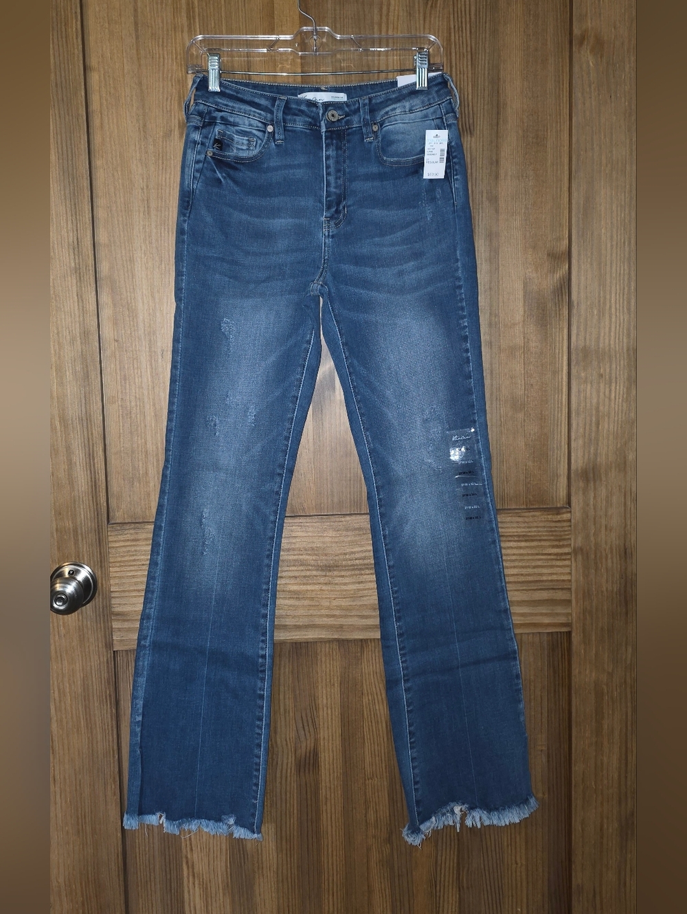 KanCan Women’s Blue Distressed Split Bootcut Jeans